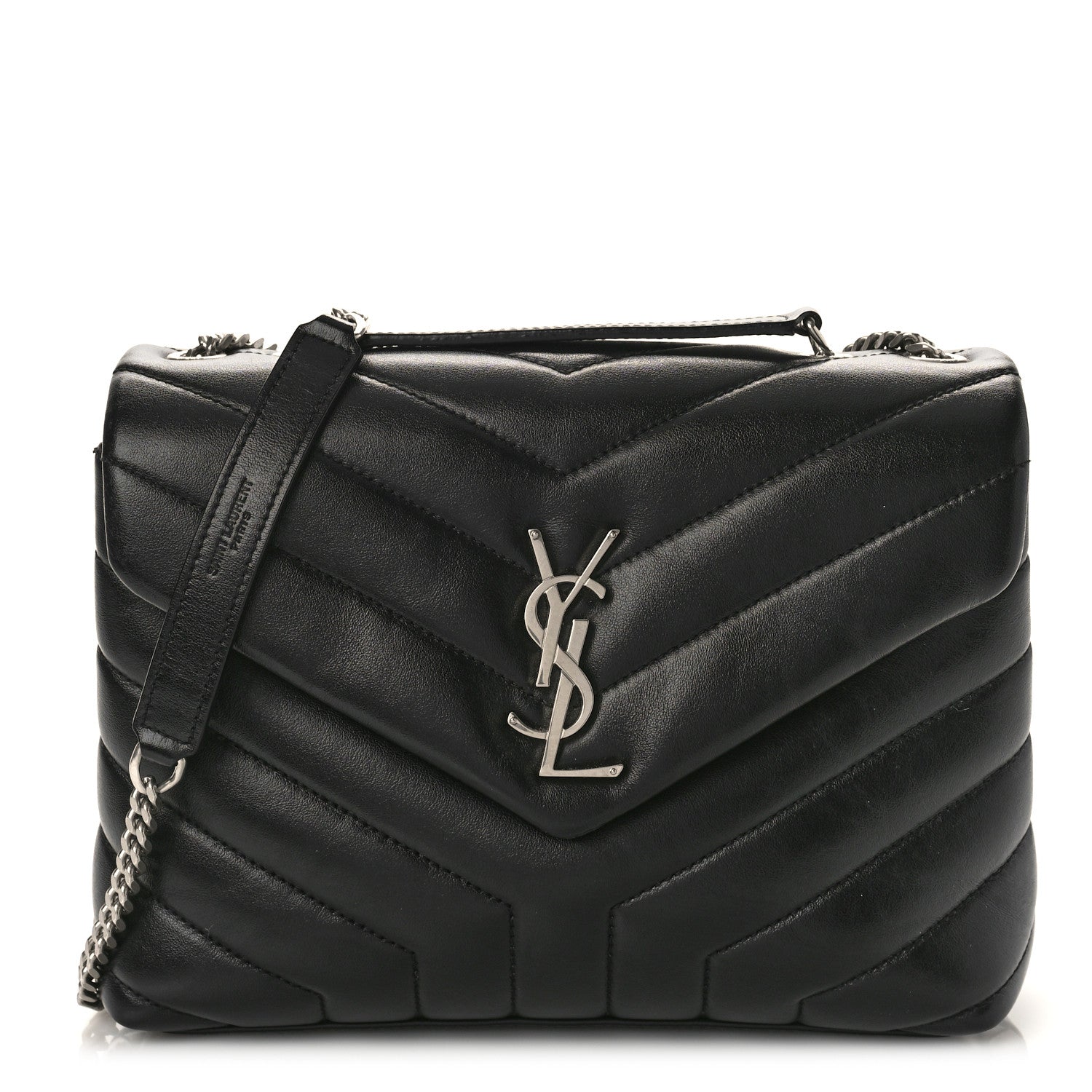 Saint Laurent Calfskin Y Quilted Monogram Small Loulou Chain Satchel Black 1 of 8
