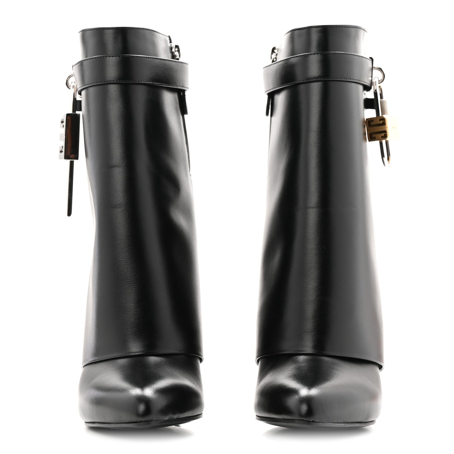Calfskin Shark Lock Ankle Boots 40 Black