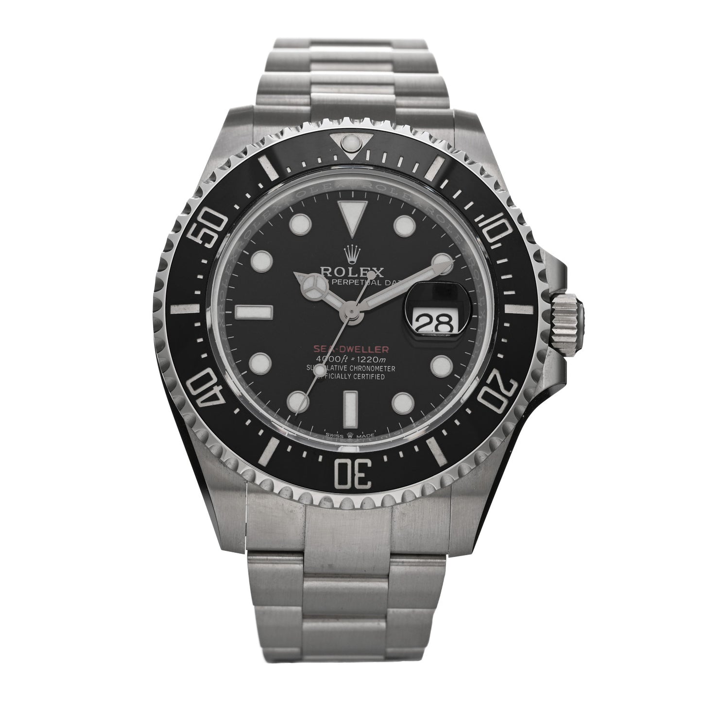 Stainless Steel 43mm Oyster Perpetual Date Sea-Dweller Watch Black 126600
