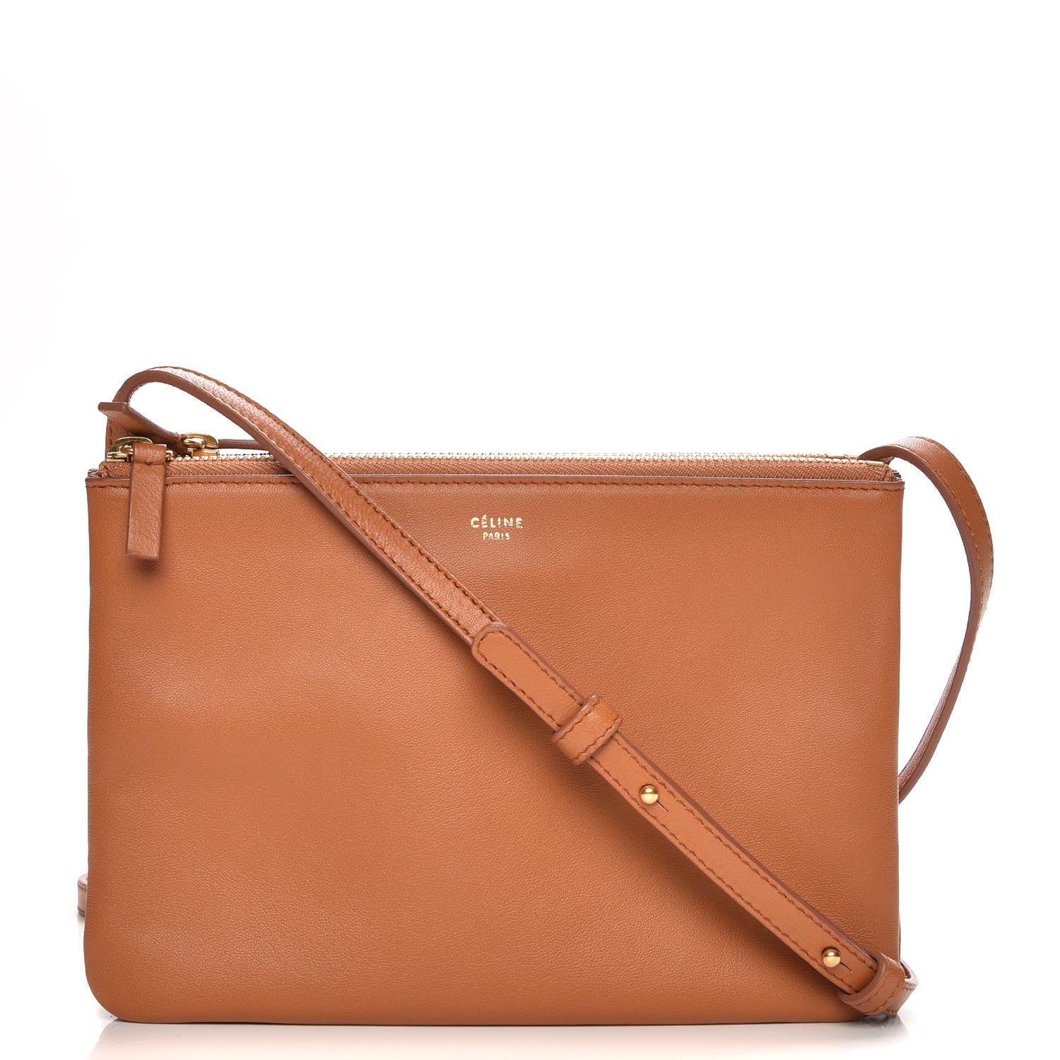 Celine Lambskin Small Trio Crossbody Bag Tan 1 of 7