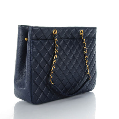 Chanel Caviar Quilted Shopping Tote Navy 3 of 7