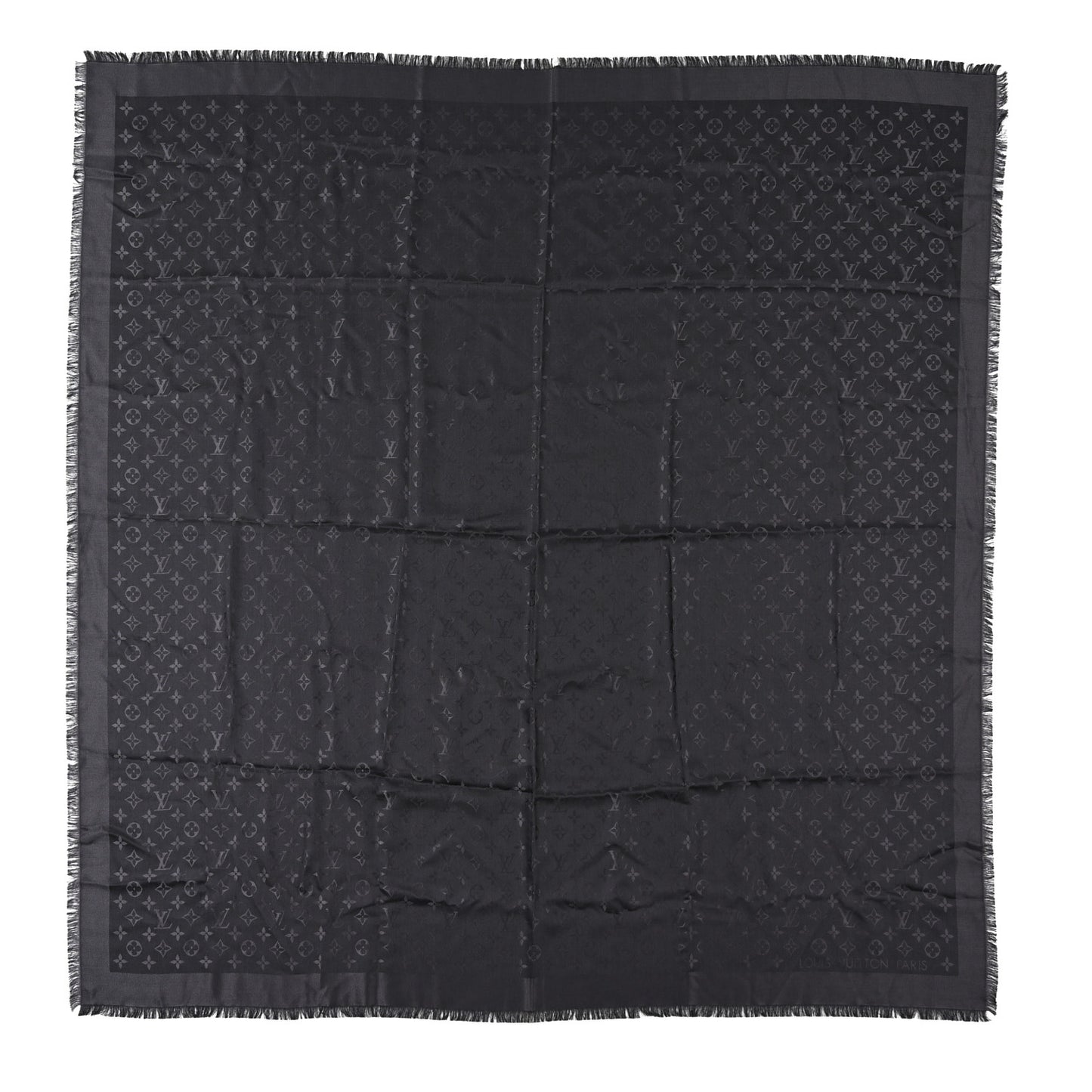 Silk Lurex Wool Monogram Shine Shawl Black