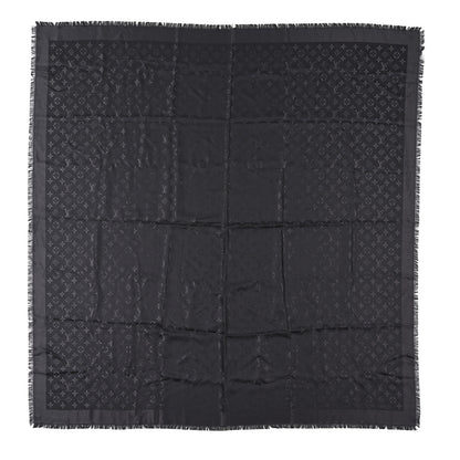 Louis Vuitton Silk Lurex Wool Monogram Shine Shawl Black 1 of 4