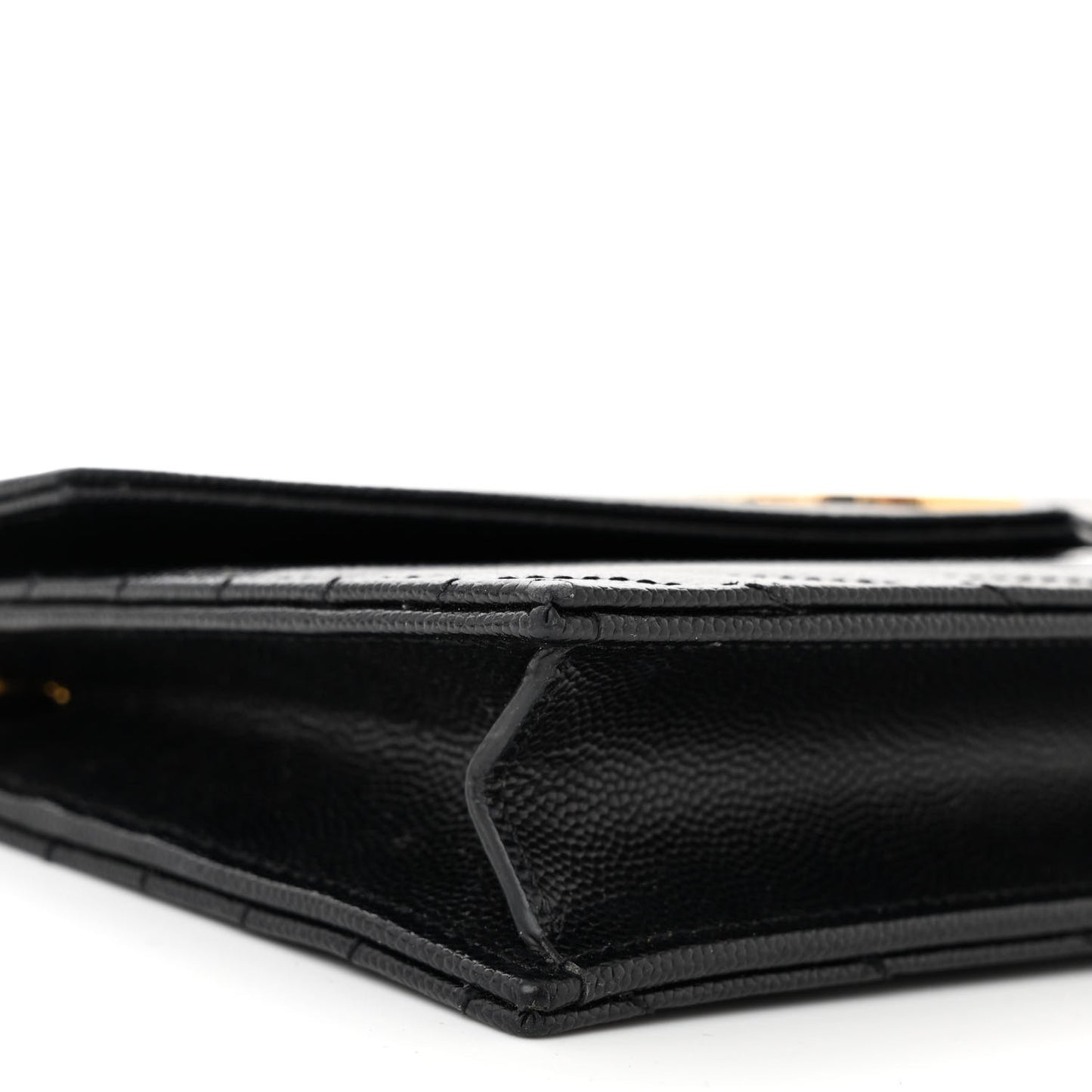 Grain De Poudre Matelasse Chevron Monogram Envelope Chain Wallet Black
