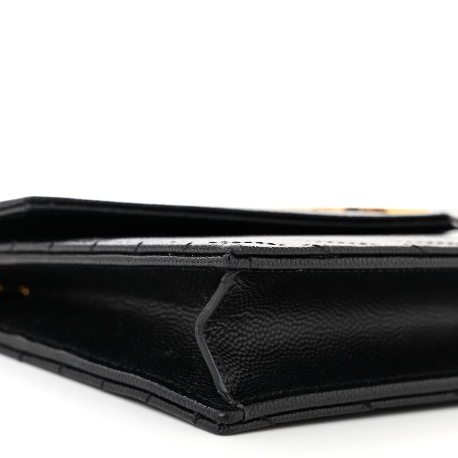 Saint Laurent Grain De Poudre Matelasse Chevron Monogram Envelope Chain Wallet Black 9 of 11