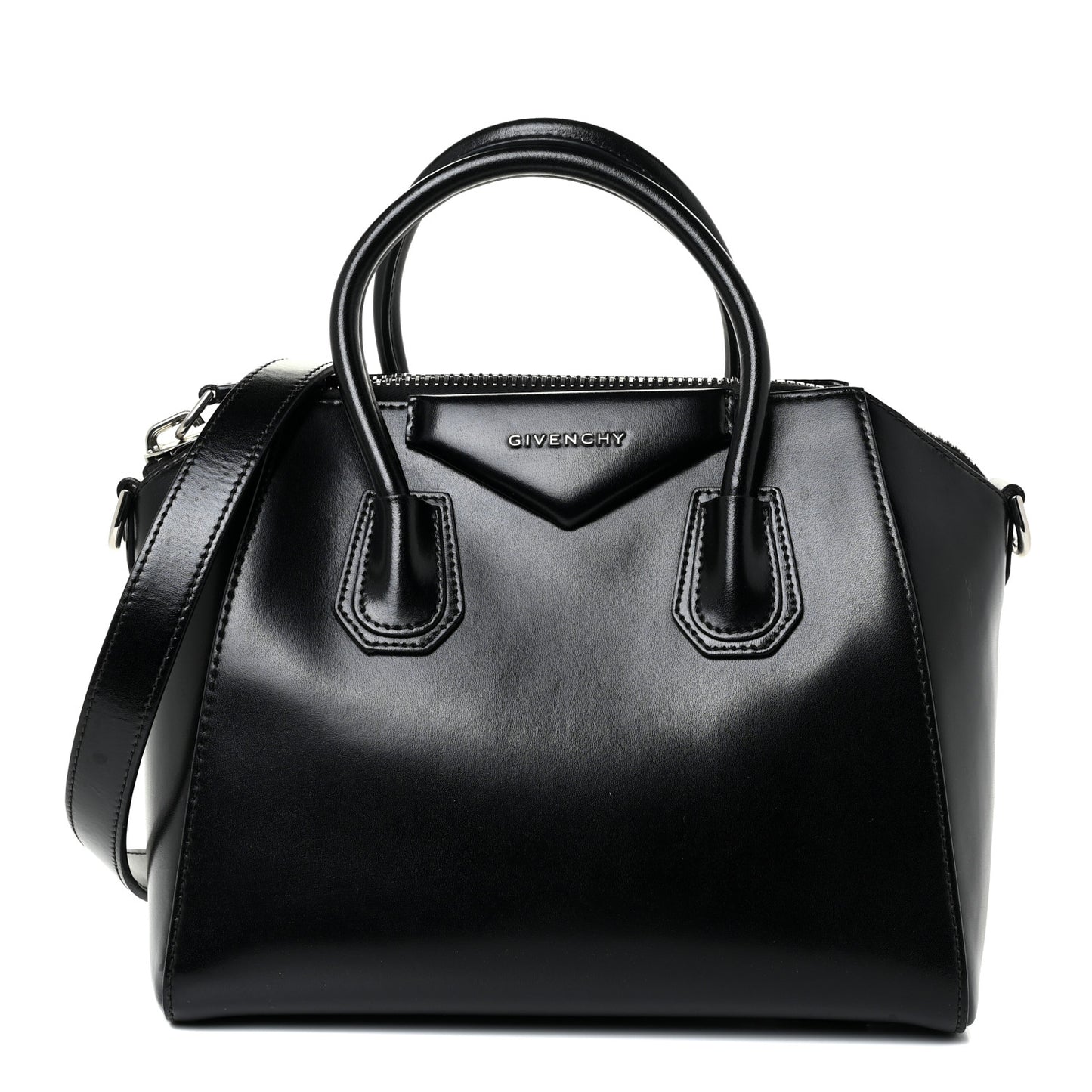 Shiny Lord Calfskin Small Antigona Black