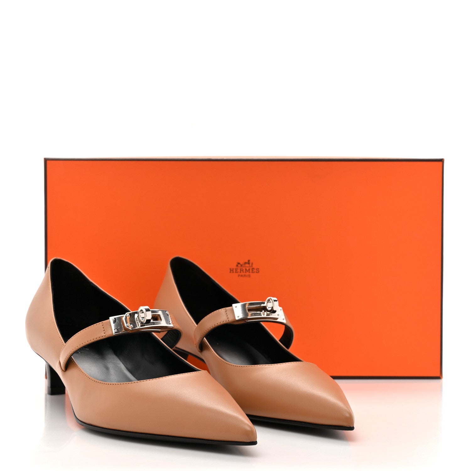 Hermes Calfskin Kiara 40 Pumps 38 Naturel Clair 9 of 9