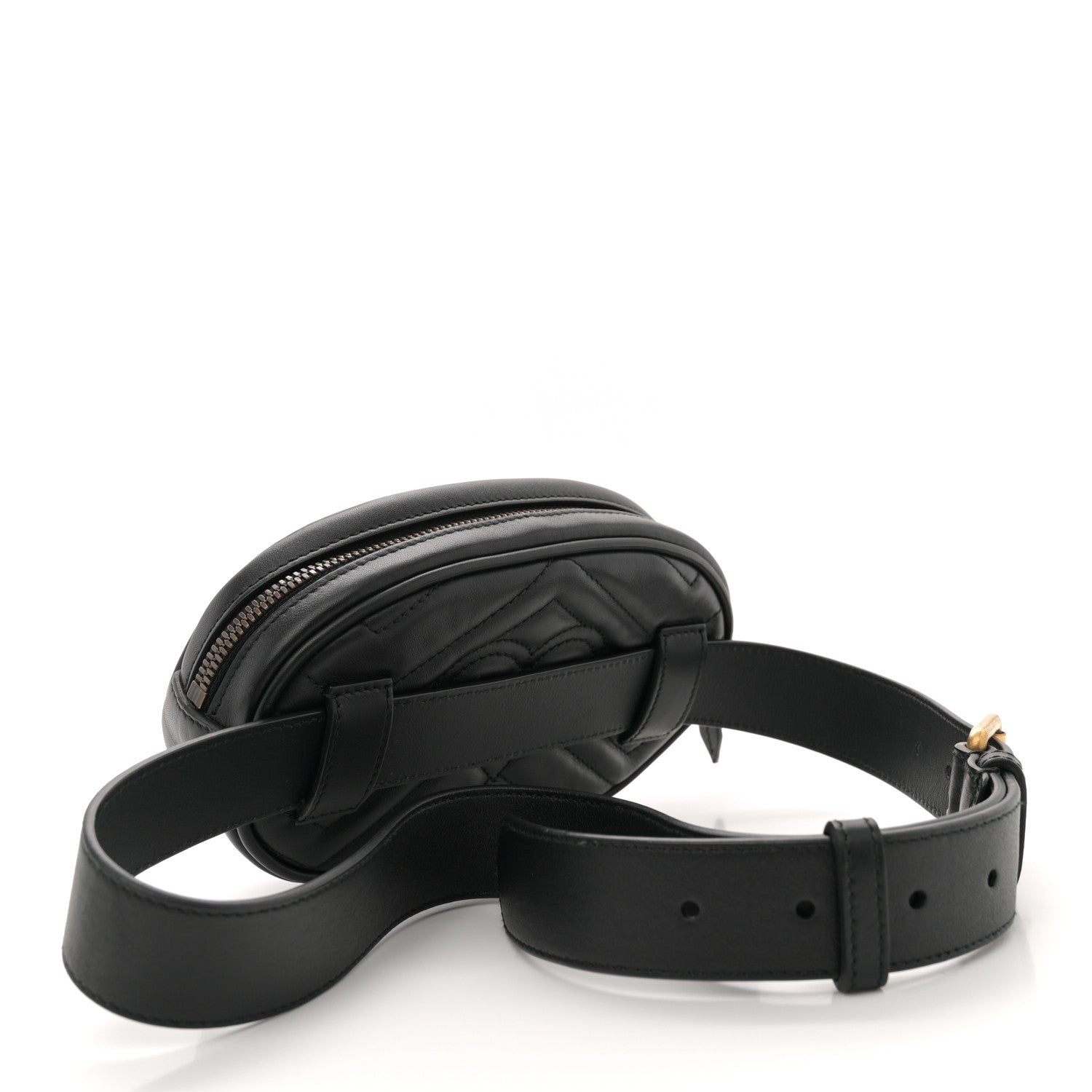 Gucci Calfskin Matelasse GG Marmont Belt Bag 85 34 Black 3 of 10
