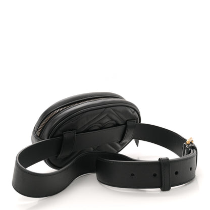 Gucci Calfskin Matelasse GG Marmont Belt Bag 85 34 Black 3 of 10