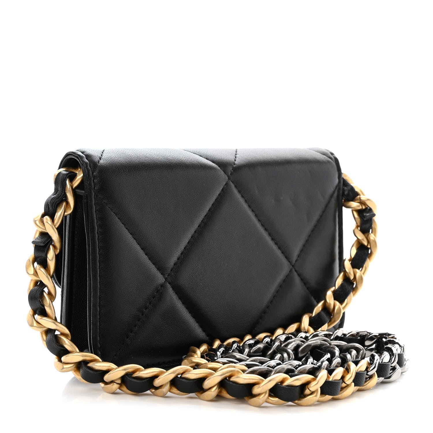 Chanel Lambskin Quilted Chanel 19 Clutch With Chain Black 3 of 12