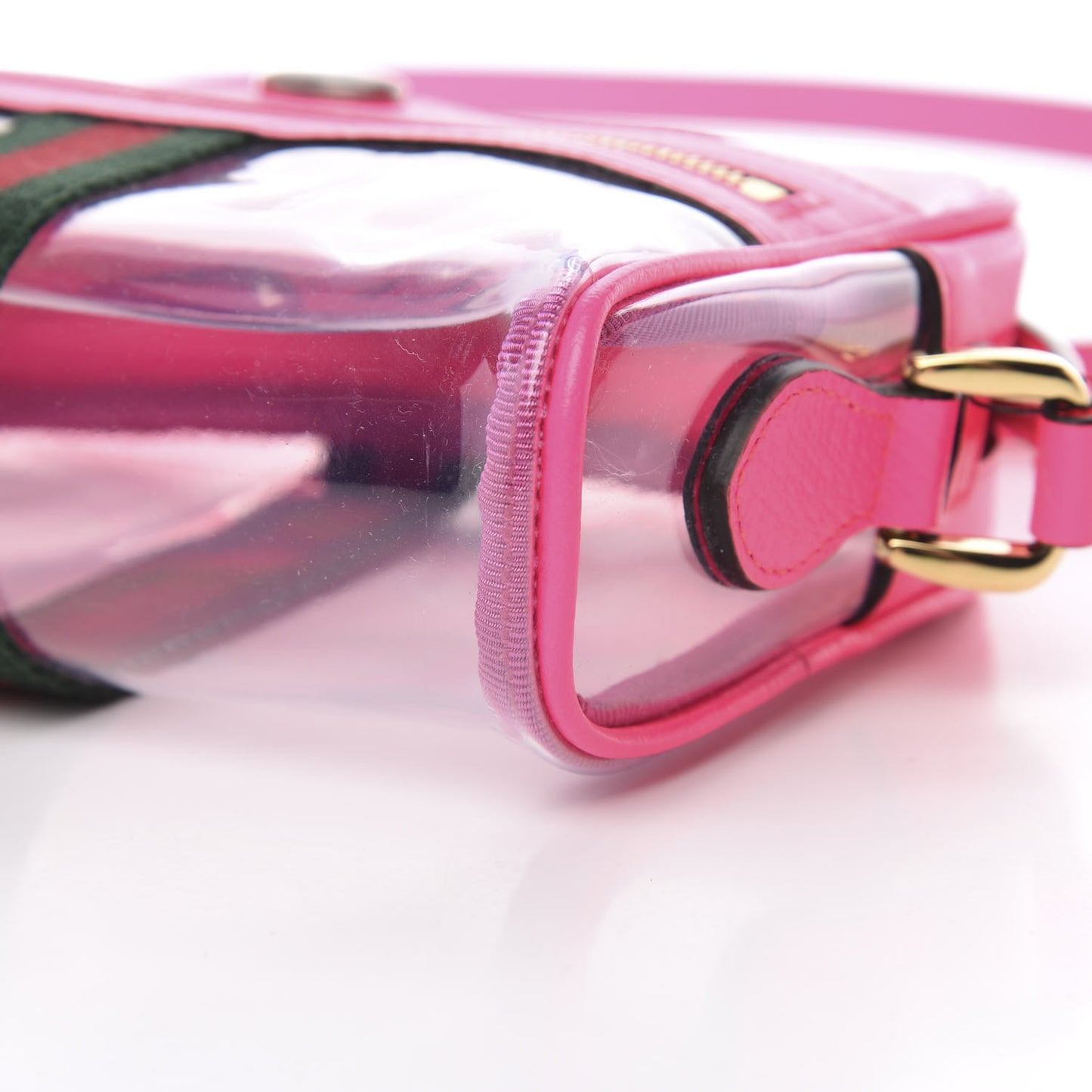 Vinyl Web Mini Ophidia Transparent Shoulder Bag Fluorescent Fuchsia