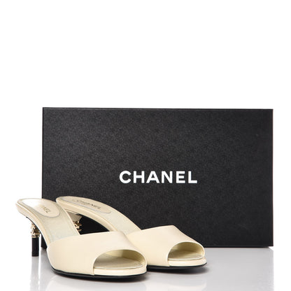 Chanel Calfskin CC Mules 36.5 Light Beige 9 of 9