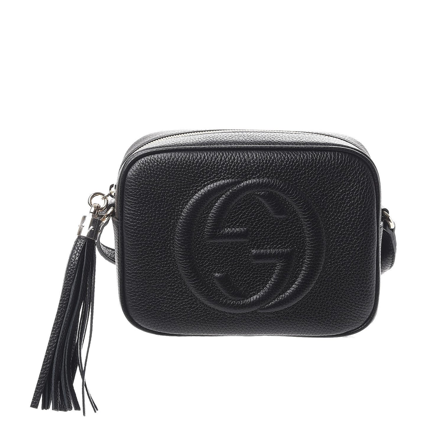 Pebbled Calfskin Small Soho Disco Bag Black