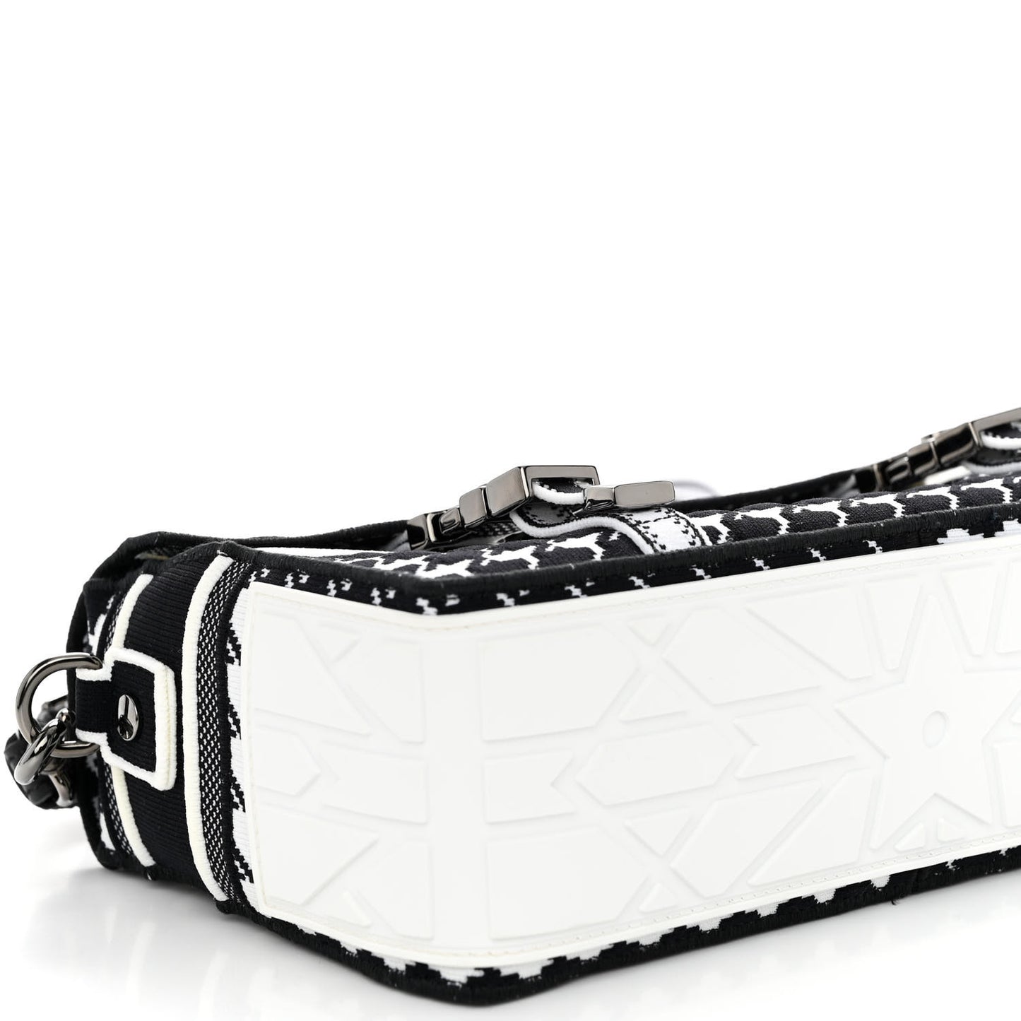 Canvas Houndstooth Embroidered Small Diorcamp Bag Black Multicolor