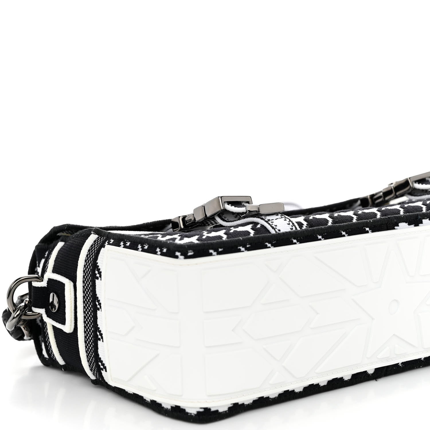 Christian Dior Canvas Houndstooth Embroidered Small Diorcamp Bag Black Multicolor 8 of 10