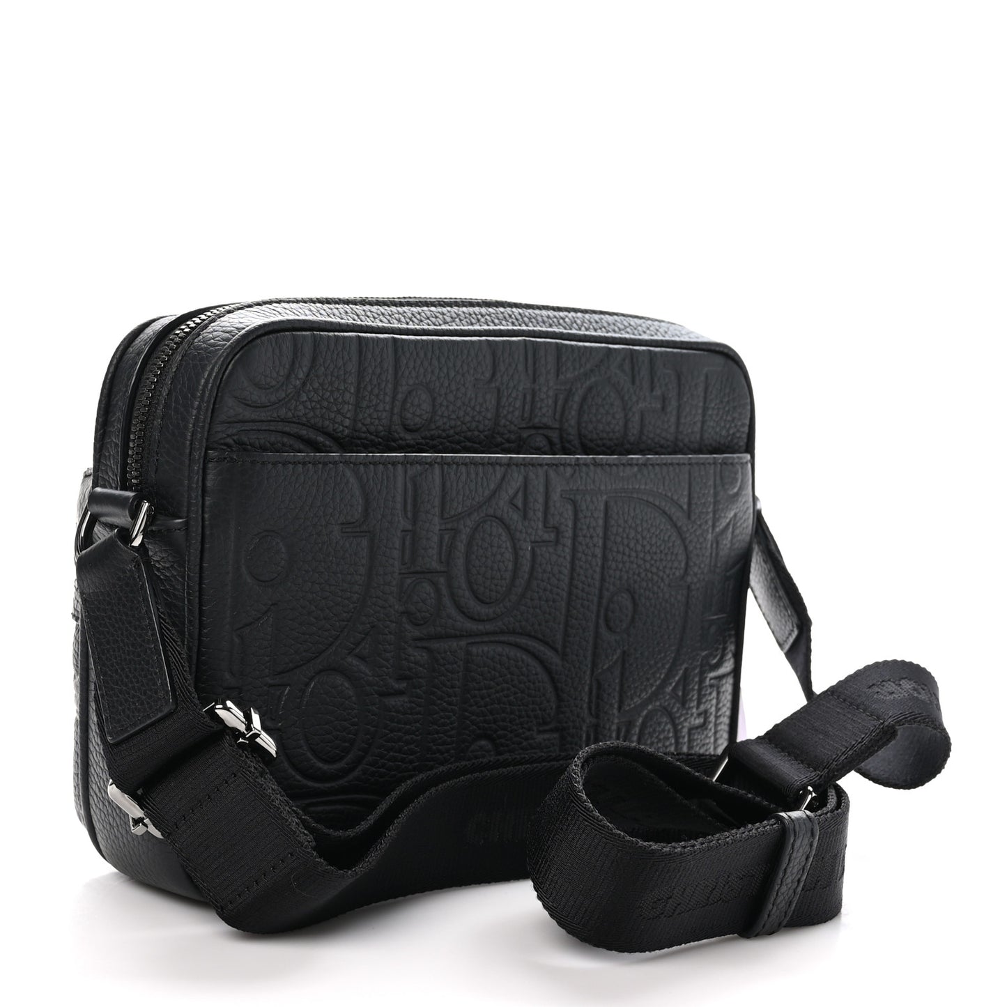 Grained Calfskin Embossed Dior Gravity Rider Zipped 2.0 Messenger Black