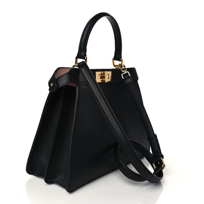 Fendi Vitello Seta Shiny Nappa Medium Peekaboo I SEE U Satchel Black Light Rose 3 of 10