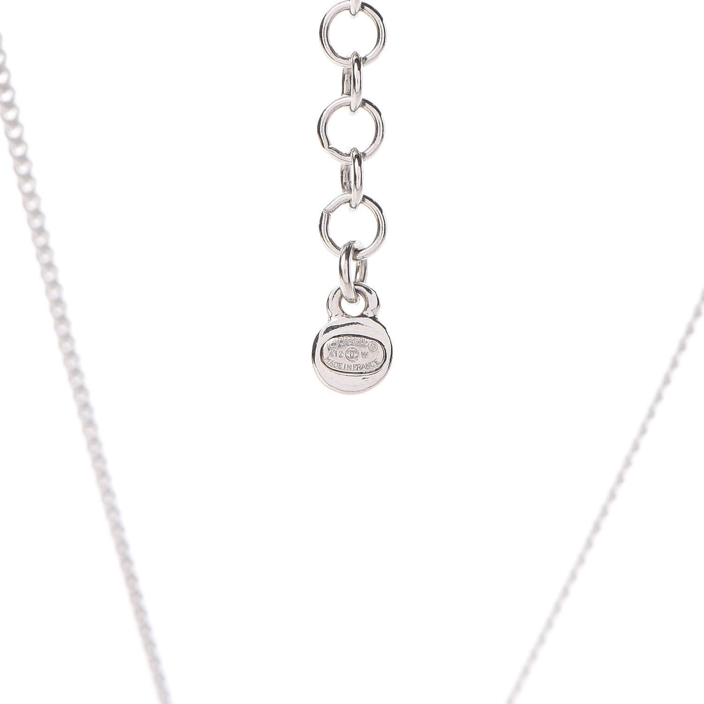 Crystal CC Drop Pendant Necklace Silver