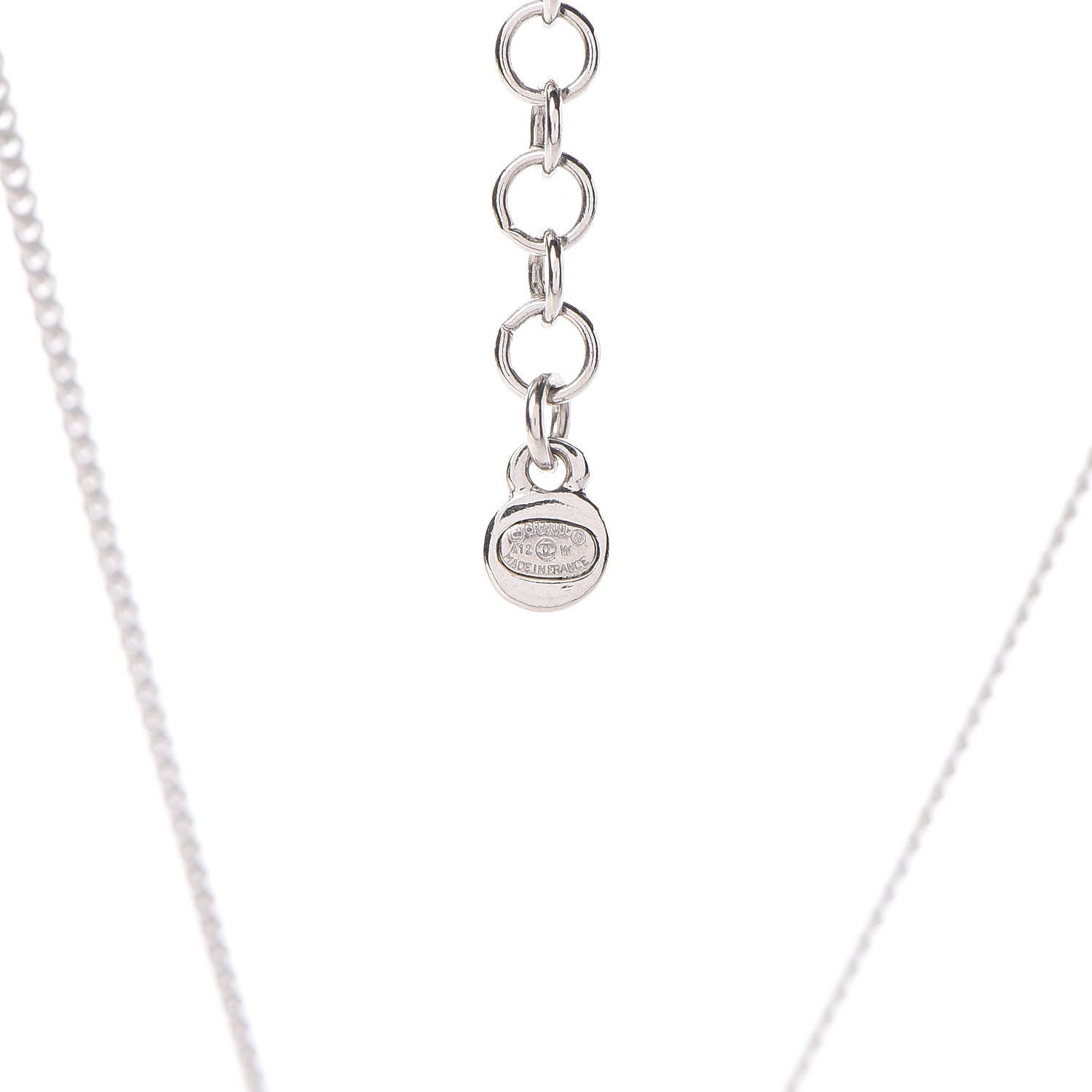 Chanel Crystal CC Drop Pendant Necklace Silver 5 of 7