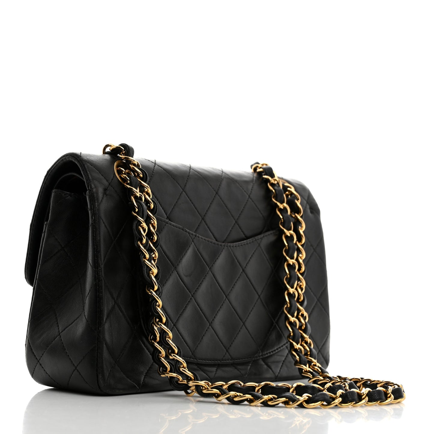 Lambskin Quilted Small Double Flap Black