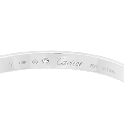 Cartier 18K White Gold 1 Diamond LOVE Cuff Bracelet 17 4 of 4