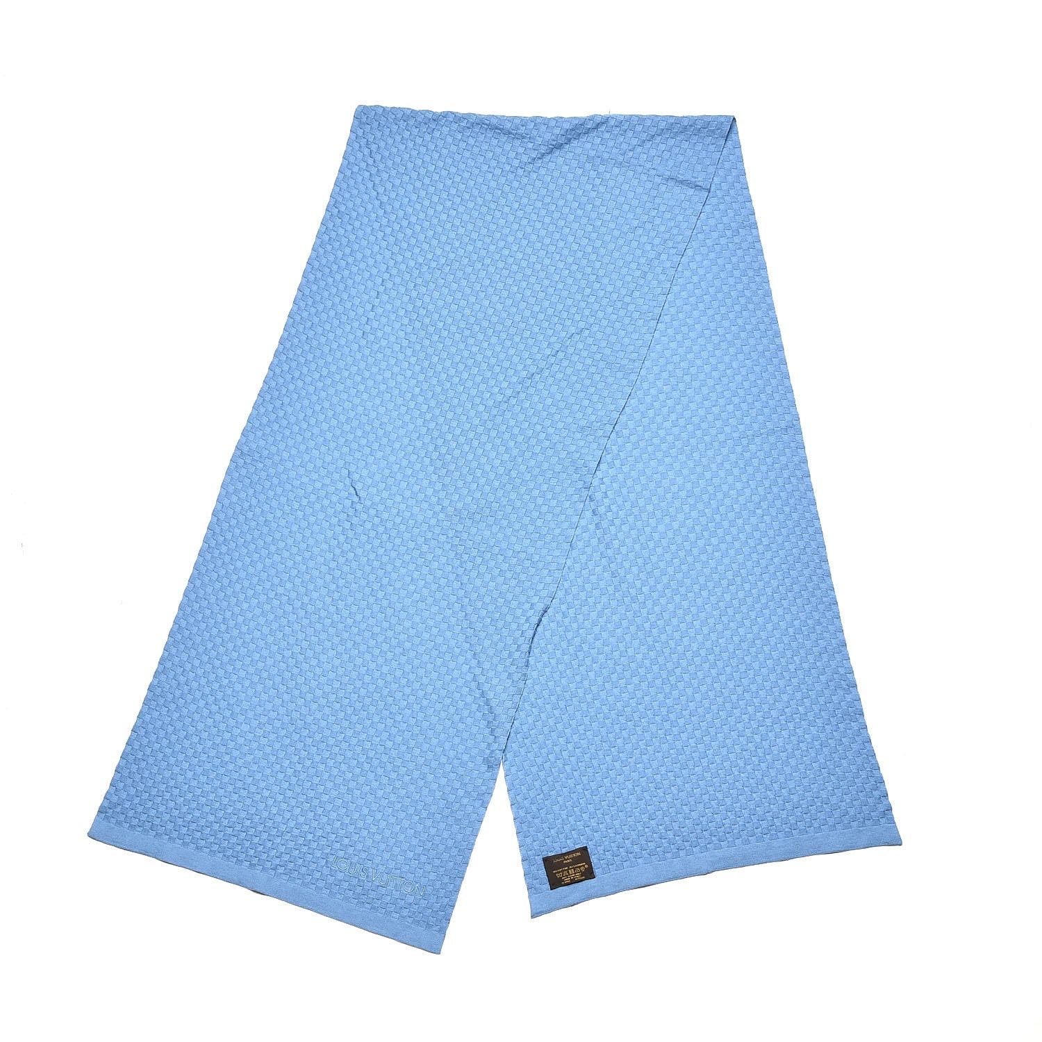 Louis Vuitton Cotton Cashmere Micro Damier Scarf Blue 3 of 5