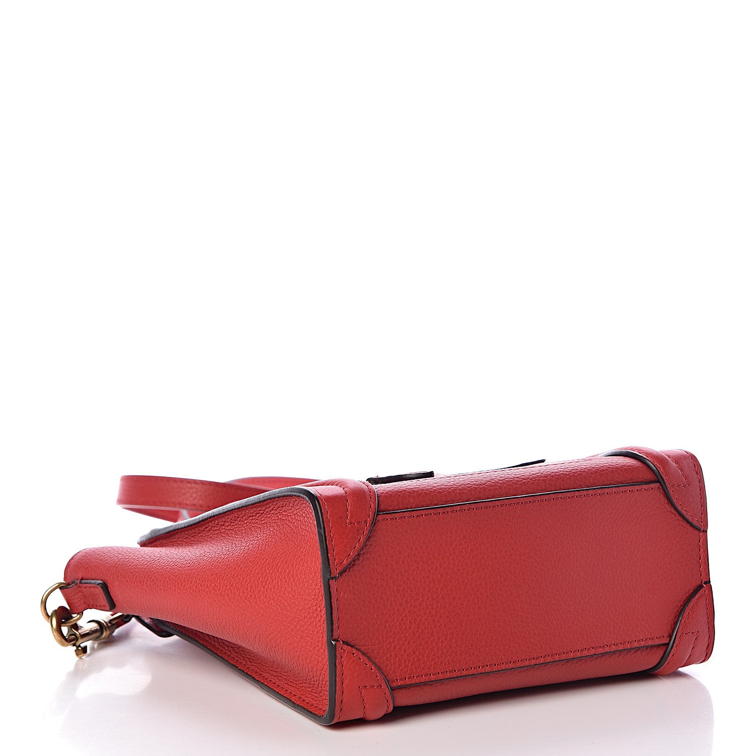 Celine Drummed Calfskin Nano Luggage Coquelicot 5 of 11
