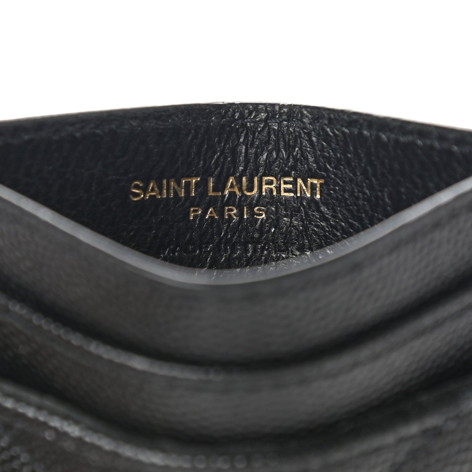 Saint Laurent Grain De Poudre Matelasse Chevron Monogram Credit Card Case Black 5 of 7