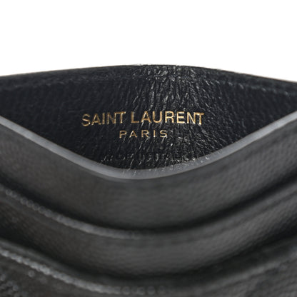 Saint Laurent Grain De Poudre Matelasse Chevron Monogram Credit Card Case Black 5 of 7