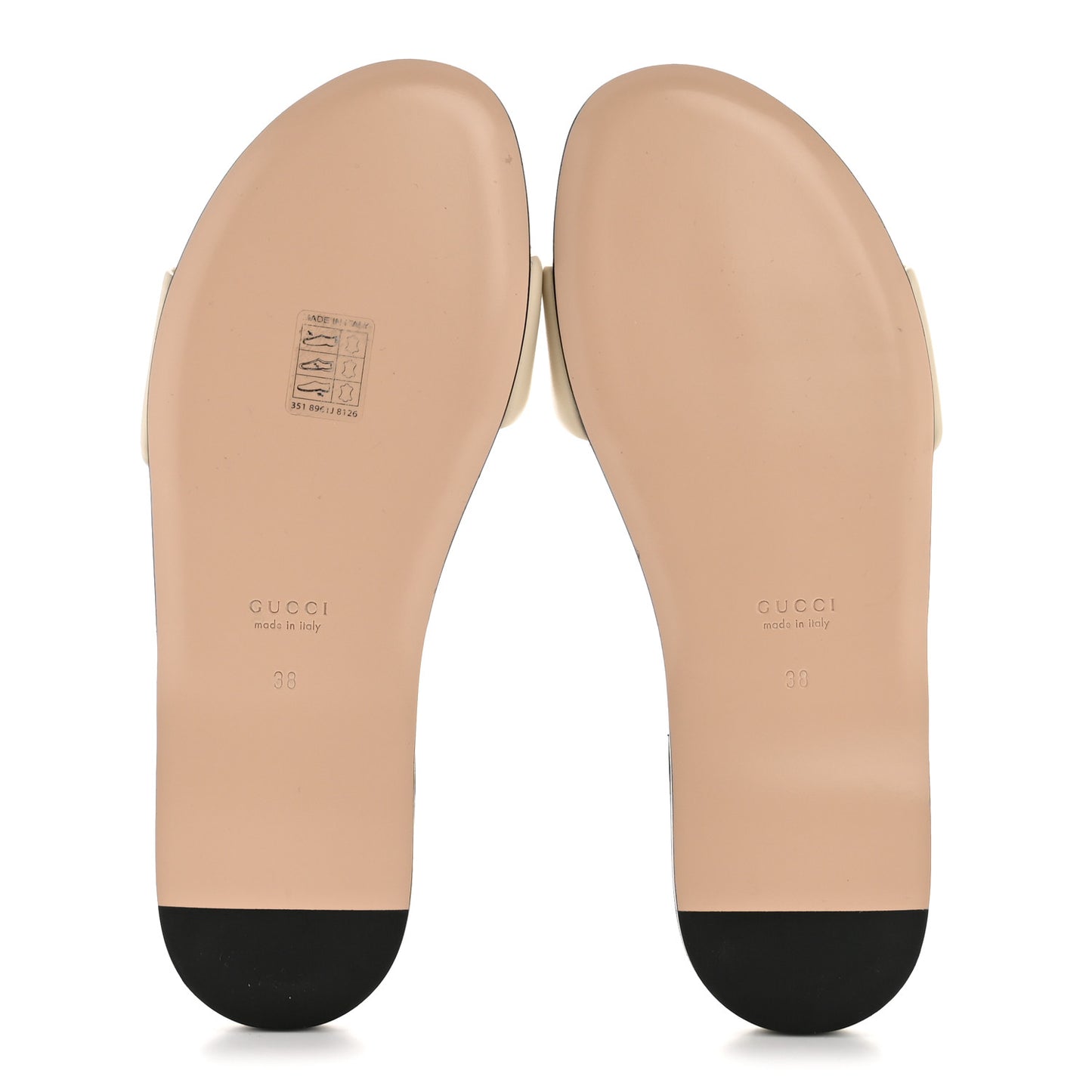 Nappa Matelasse GG Marmont Flat Slide Sandals 38 New Ivoire