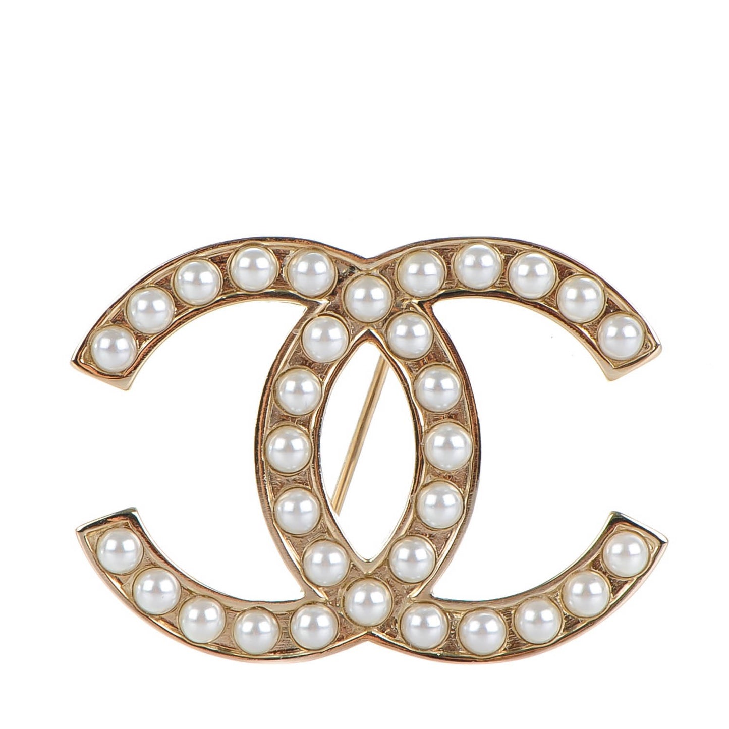 Pearl CC Brooch Pin Gold