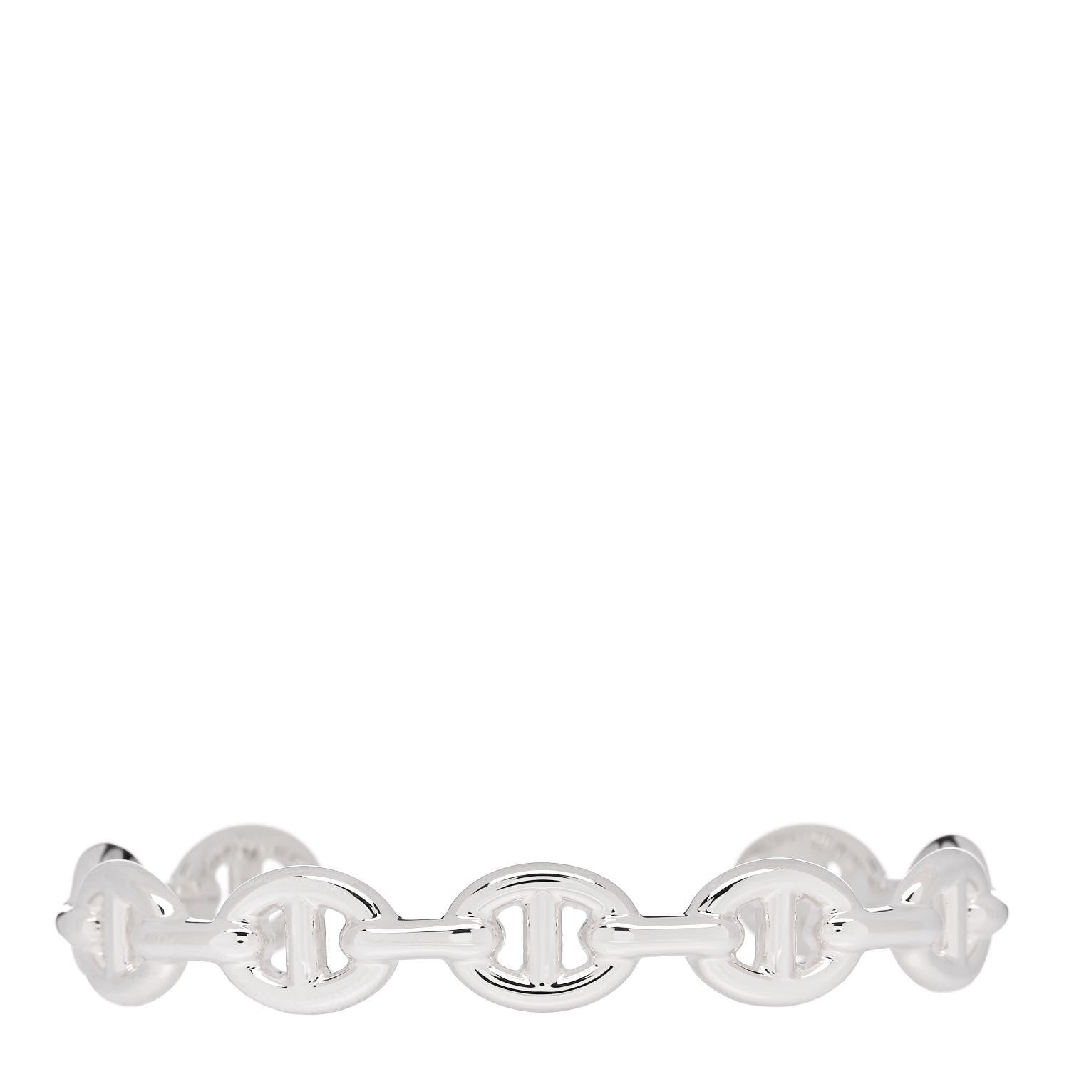 Hermes Sterling Silver MM Chaine d'Ancre Enchainee Cuff Bracelet ST 1 of 5