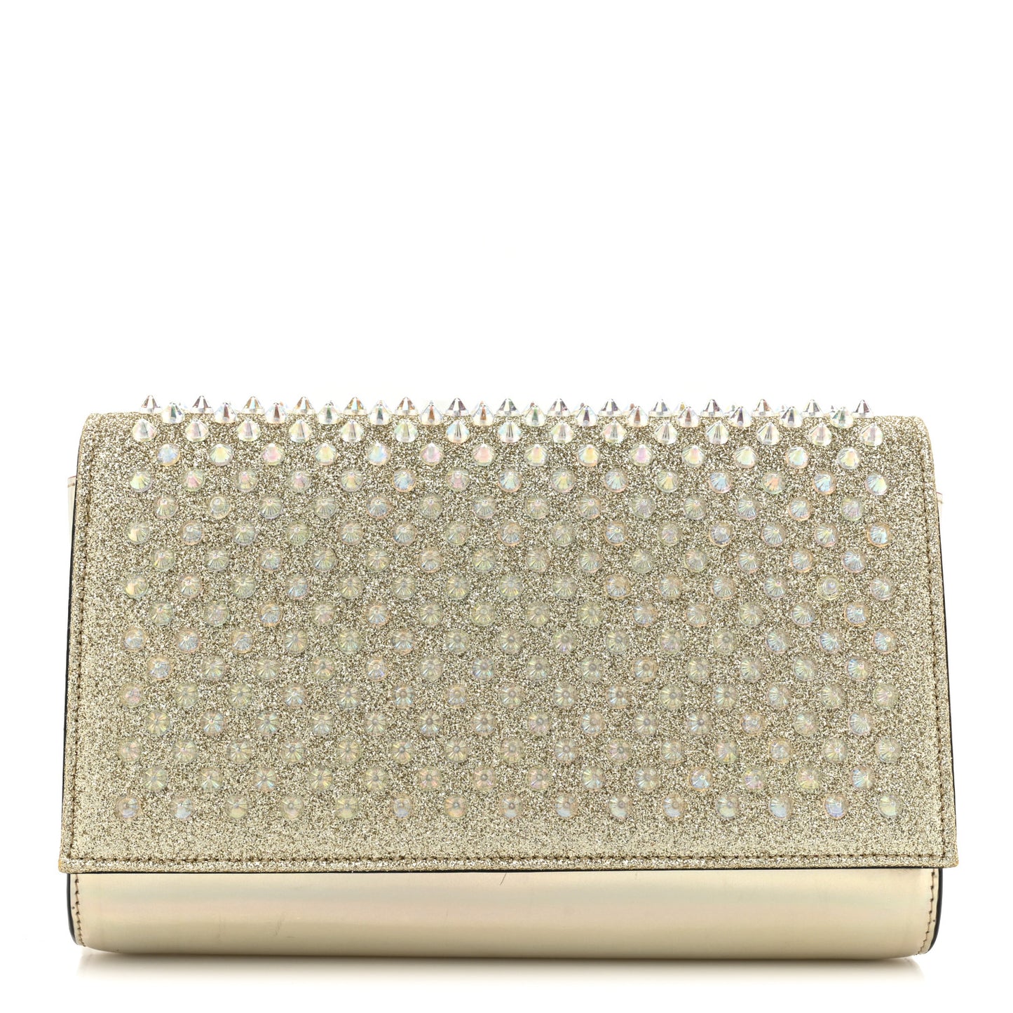 Glitter Metallic Patent Calfskin Psychic Spikes Paloma Clutch Gold