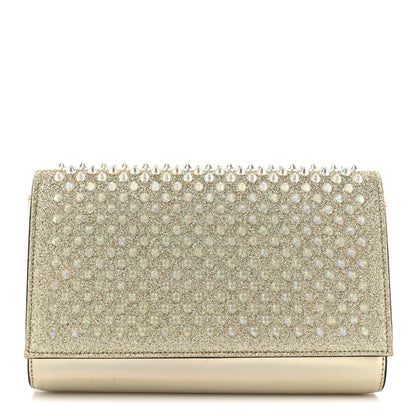 Christian Louboutin Glitter Metallic Patent Calfskin Psychic Spikes Paloma Clutch Gold 1 of 15