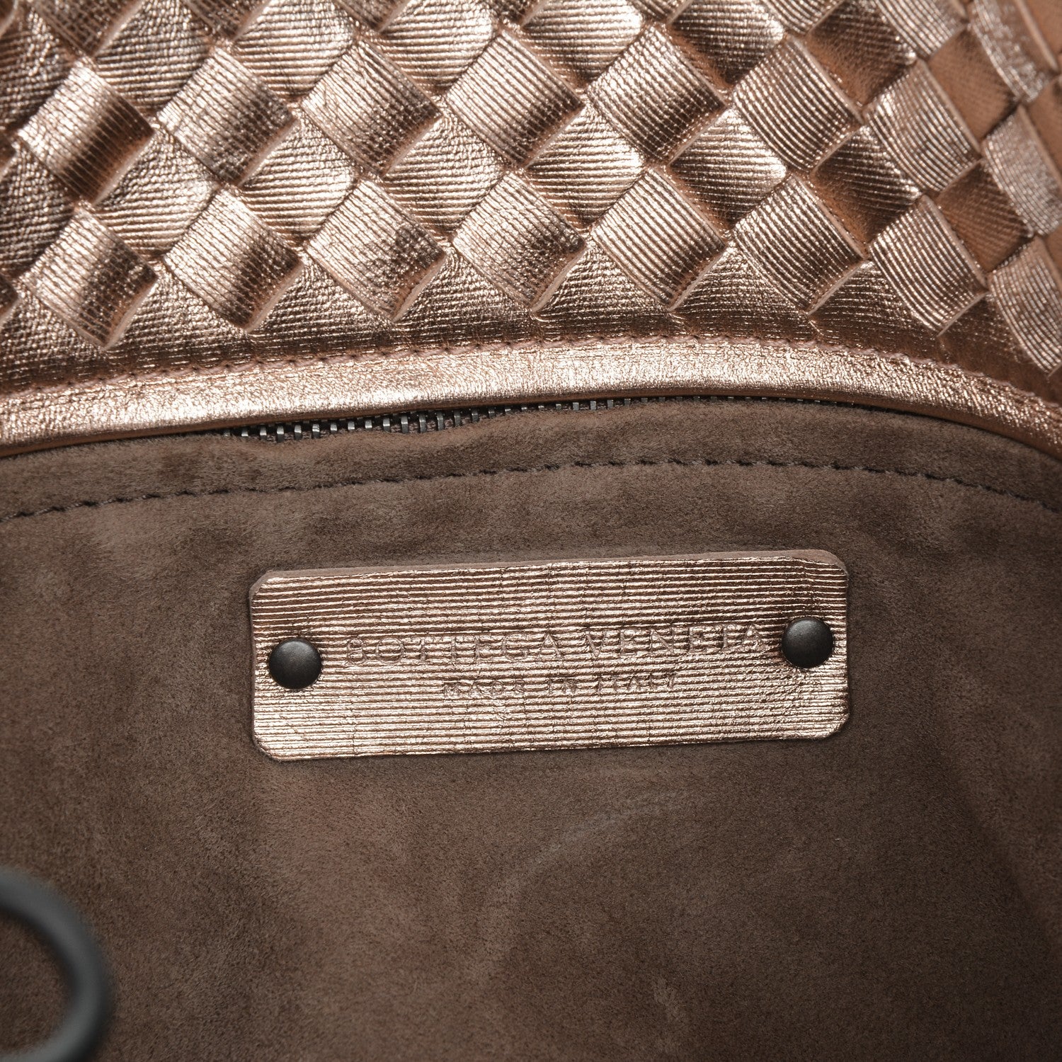 Bottega Veneta Metallic Grosgrain Intrecciato Medium A Shape Seamless Tote Rose Gold 6 of 6