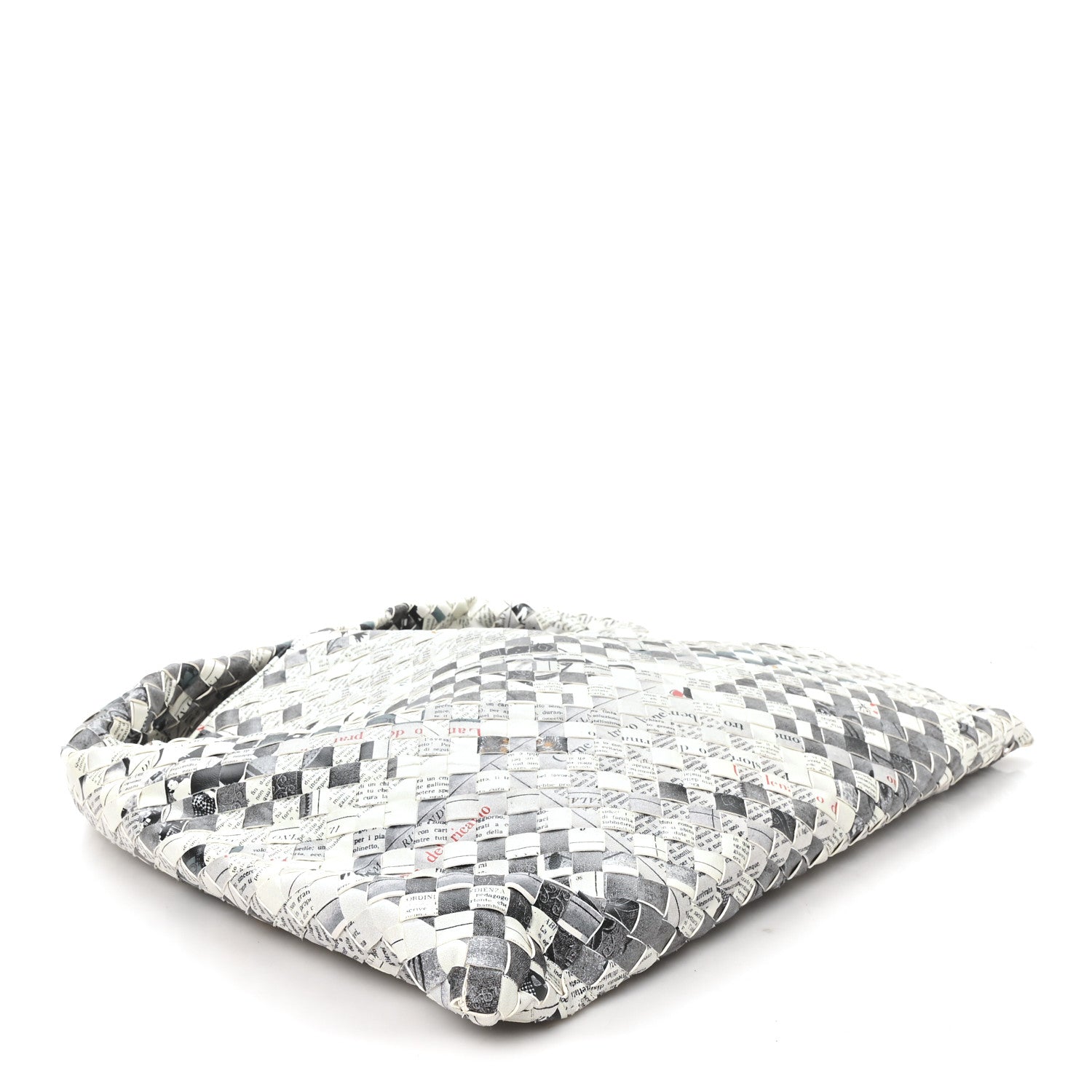 Bottega Veneta Calfskin Intrecciato Newspaper Print Large Hop Grey Black Multicolor 4 of 10