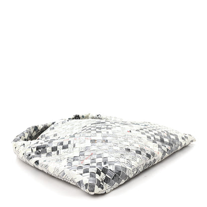 Bottega Veneta Calfskin Intrecciato Newspaper Print Large Hop Grey Black Multicolor 4 of 10