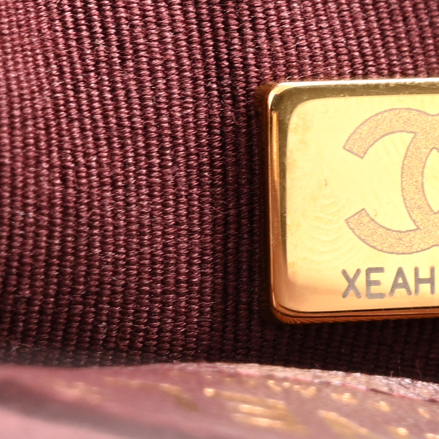 Lambskin Quilted Mini Logo Square Flap Burgundy