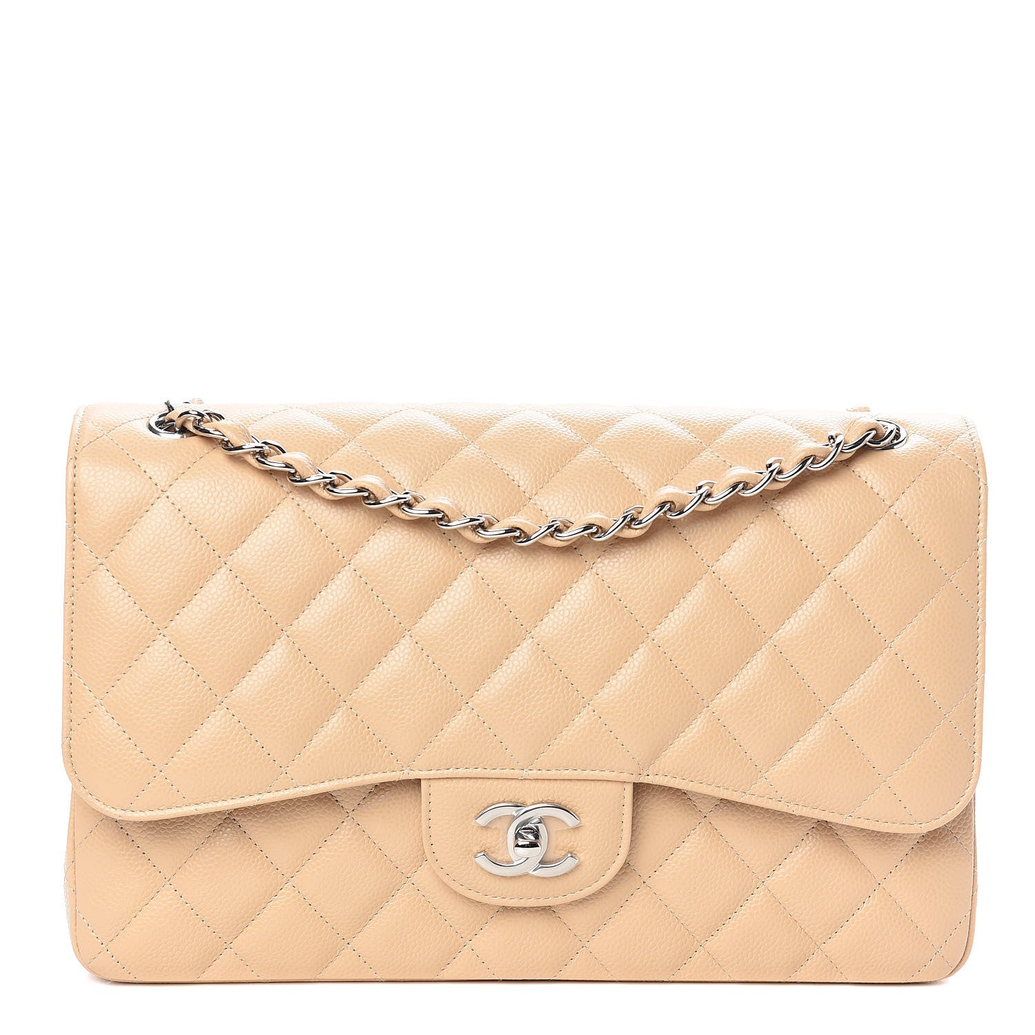 Chanel Caviar Quilted Jumbo Double Flap Beige 1 of 13