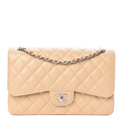 Chanel Caviar Quilted Jumbo Double Flap Beige 1 of 13