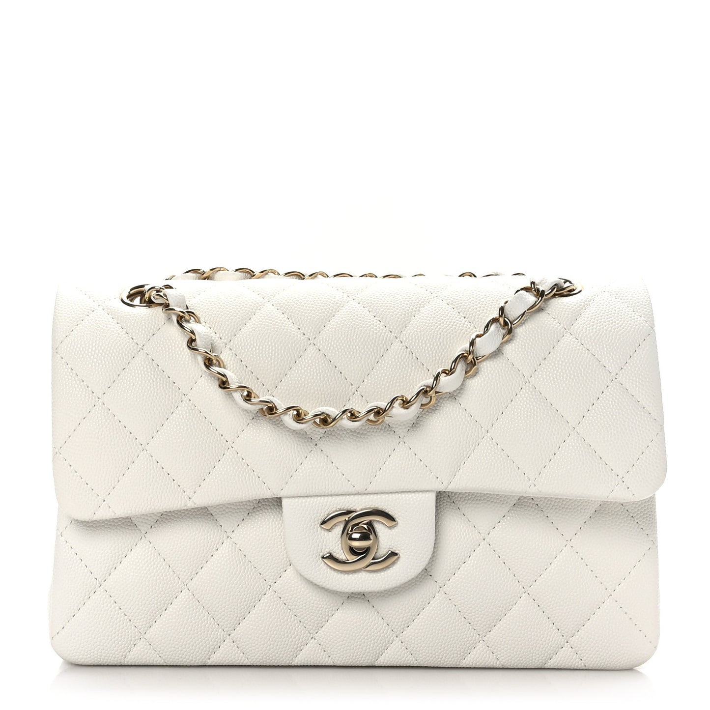 Caviar Quilted Small Double Flap White