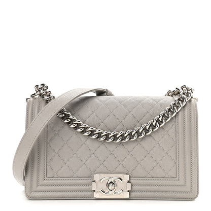 Chanel Caviar Quilted Medium Boy Flap Light Grey 2 of 10