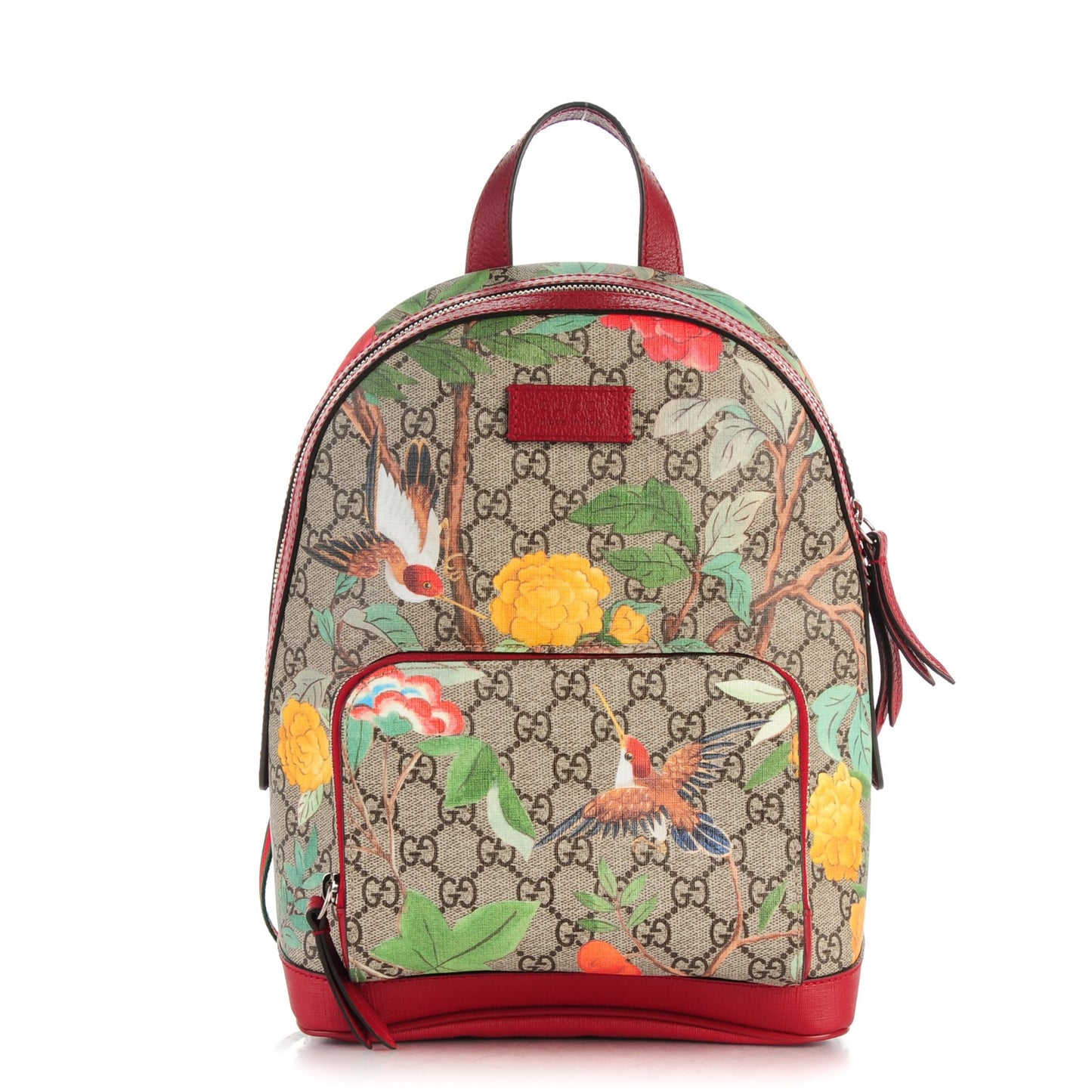 GG Supreme Monogram Tian Web Small Day Backpack Beige Multicolor Red
