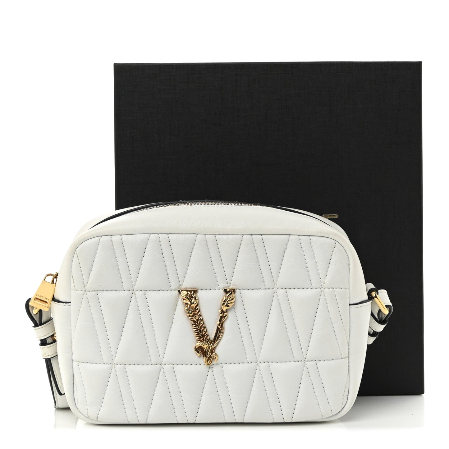 Nappa Quilted Virtus Shoulder Bag White
