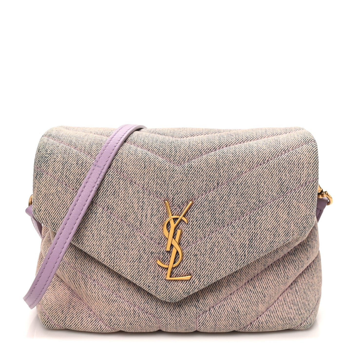 Denim Y Quilted Monogram Toy Loulou Crossbody Bag Bleached Lilac