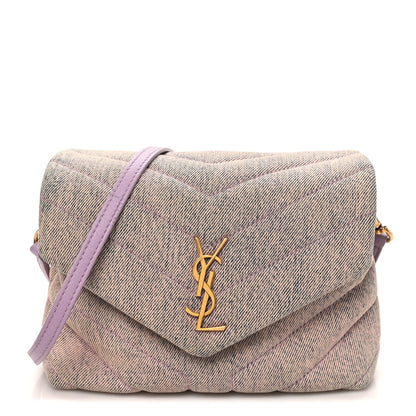 Saint Laurent Denim Y Quilted Monogram Toy Loulou Crossbody Bag Bleached Lilac 1 of 10