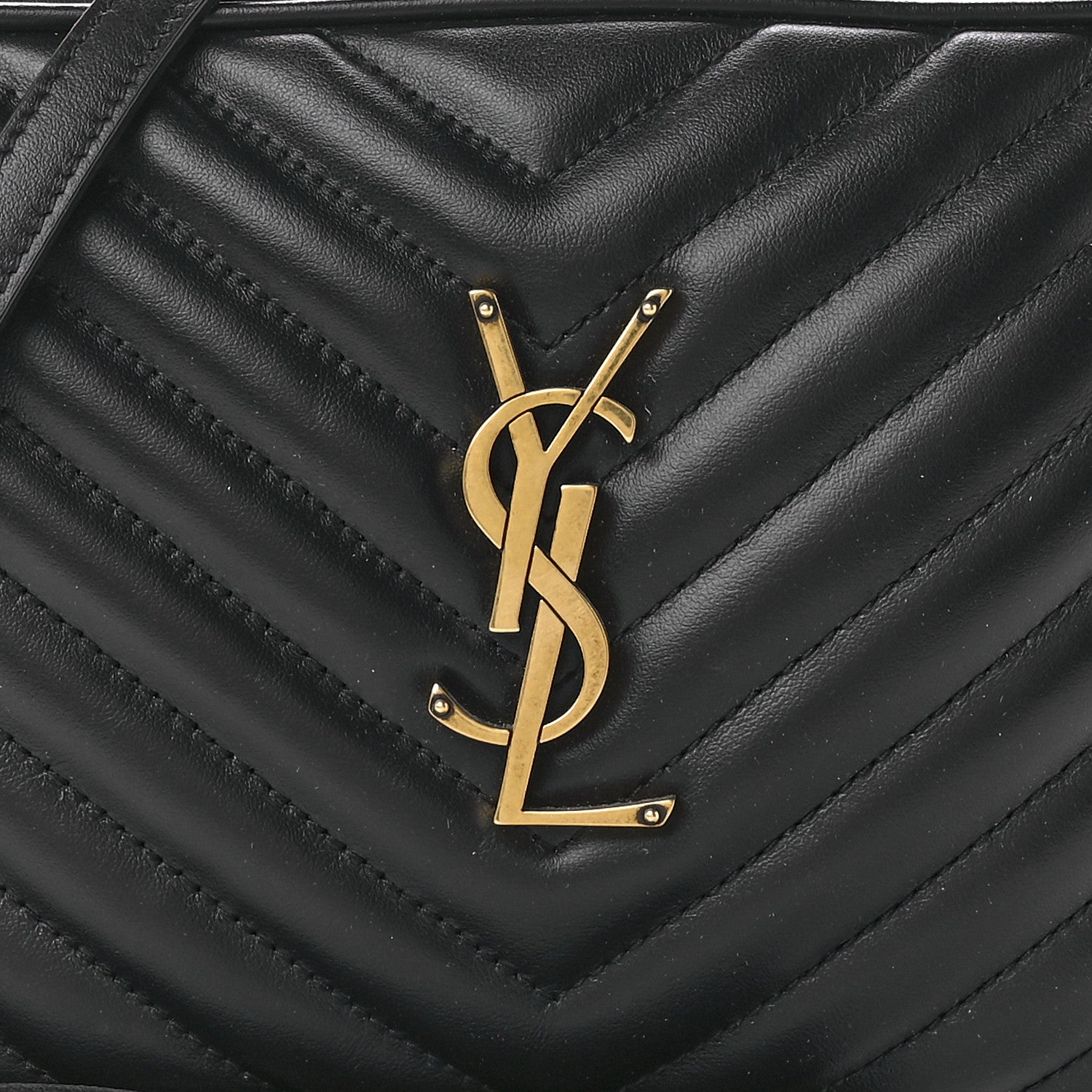 Saint Laurent Calfskin Matelasse Monogram Lou Camera Bag Black 8 of 11