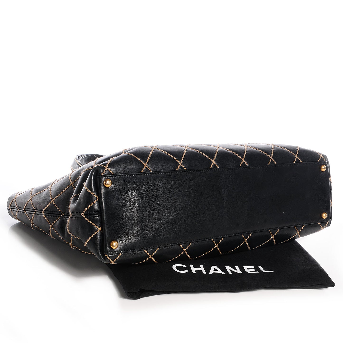 Calfskin Wild Stitch Large Tote Black