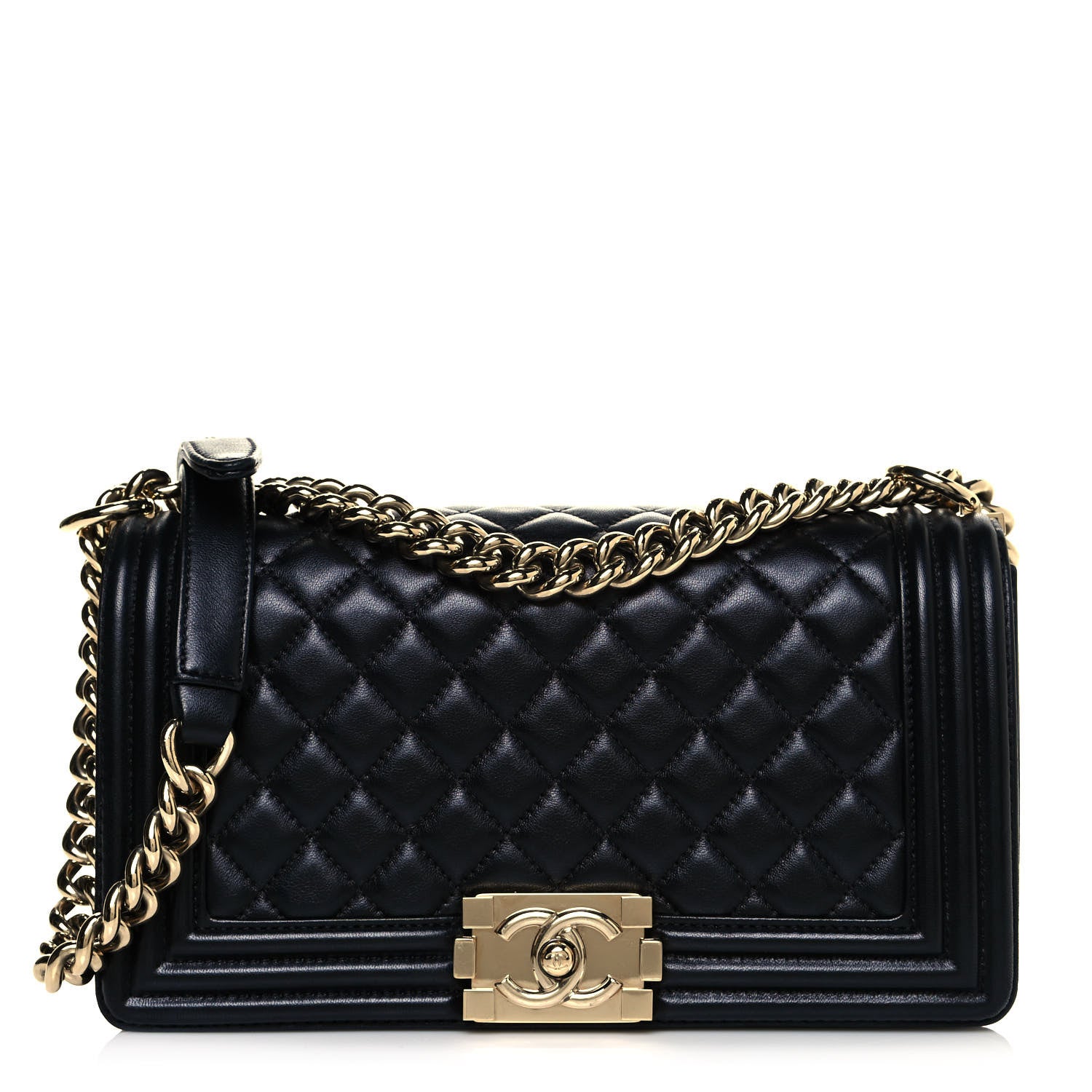 Chanel Lambskin Quilted Medium Boy Flap Black 1 of 15