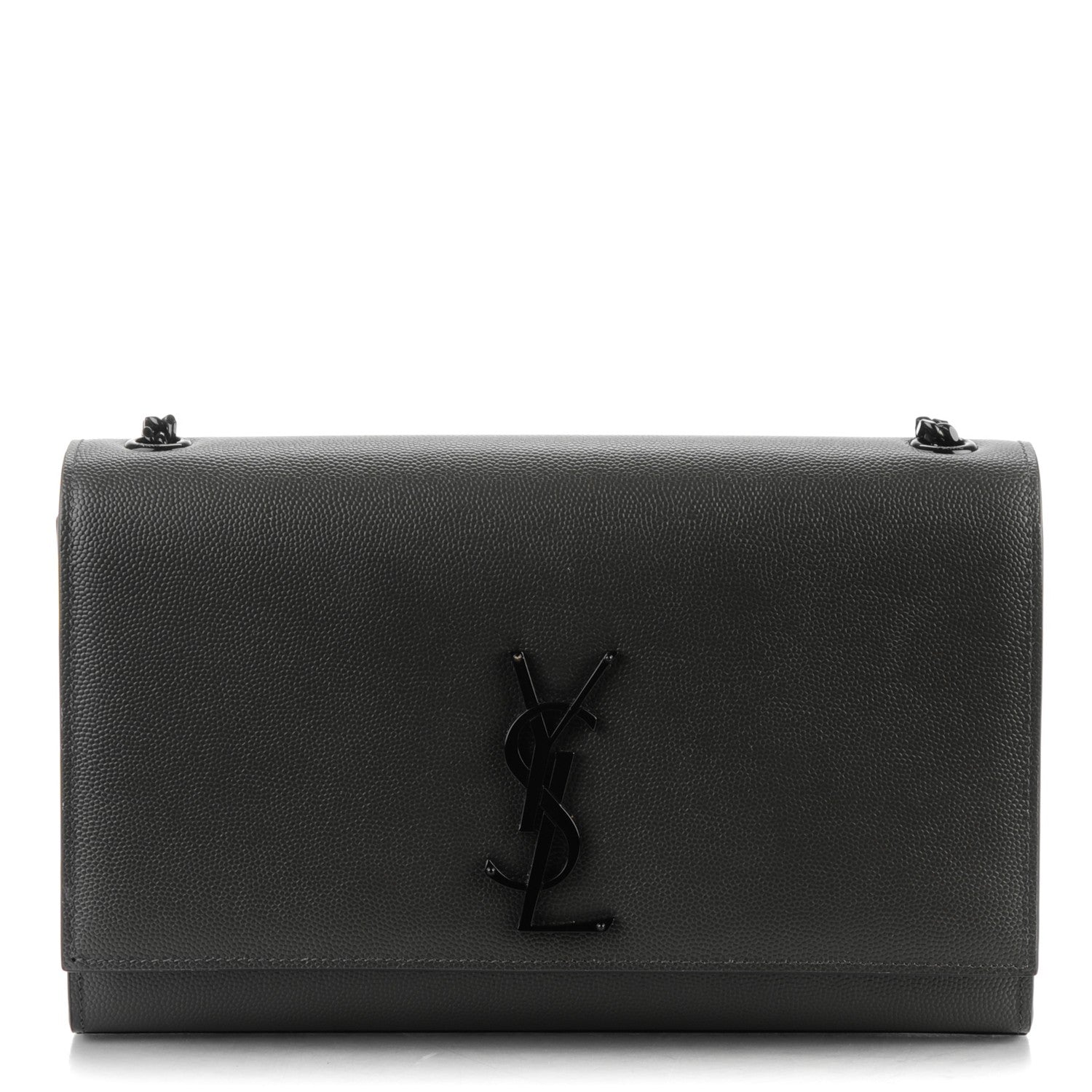 Saint Laurent Grain De Poudre Medium Classic Monogram Kate Satchel Coal 1 of 7
